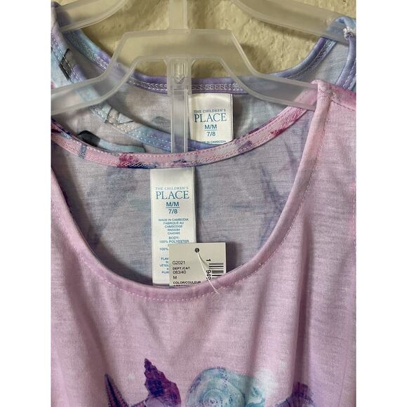 Mermaids Sea Shells Starfish Unicorns Sleeveless Top Shorts Pajama Set M 7/8 - Picture 6 of 6